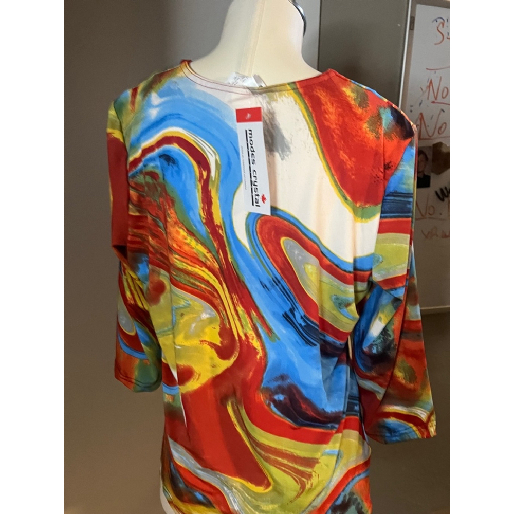 nwt polyester womens dress blouse ny modes crystal 3/4 sleeve neck choose sizes - Picture 7 of 14